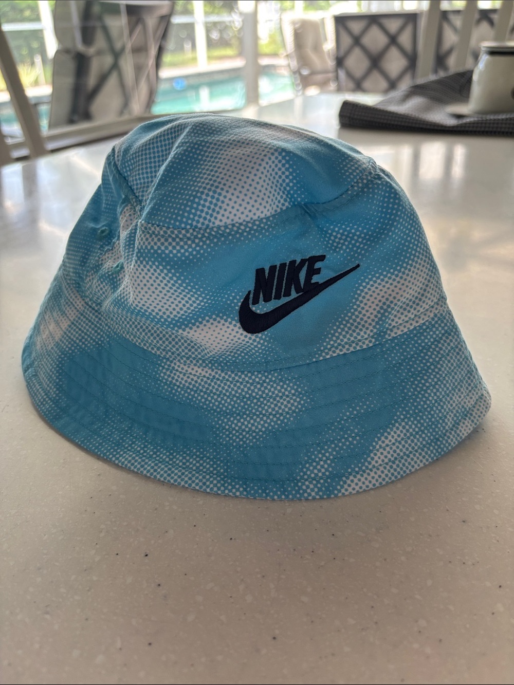 Nike Light Blue and White Tie-Dye Bucket Hat-Infant